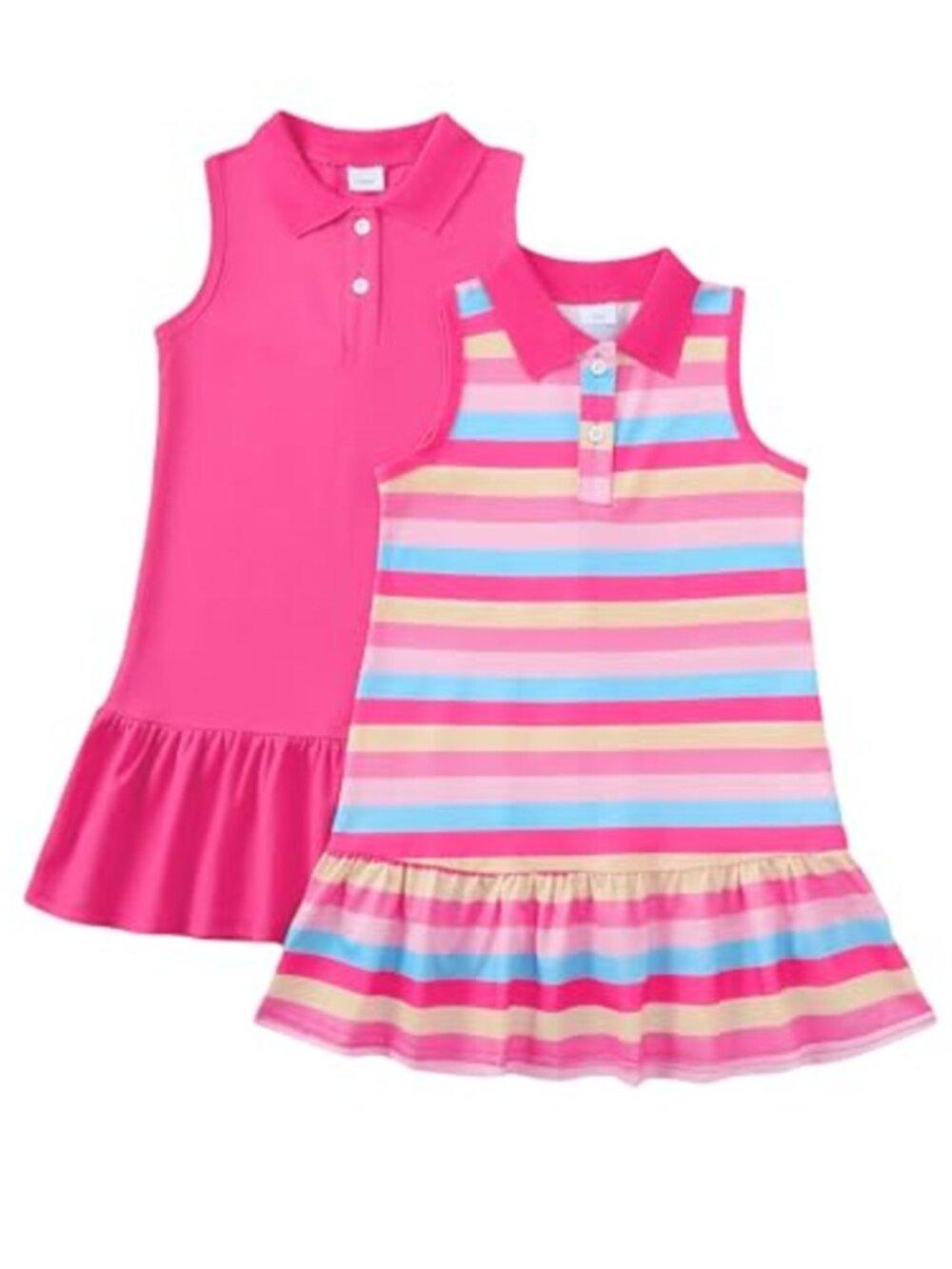 Toddler Girls 2 Pack Sleeveless Summer Dresses Cotton Blend Casual Sundress